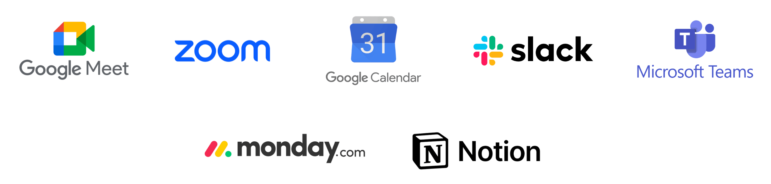 Zoom, Google Calendar, and Slack